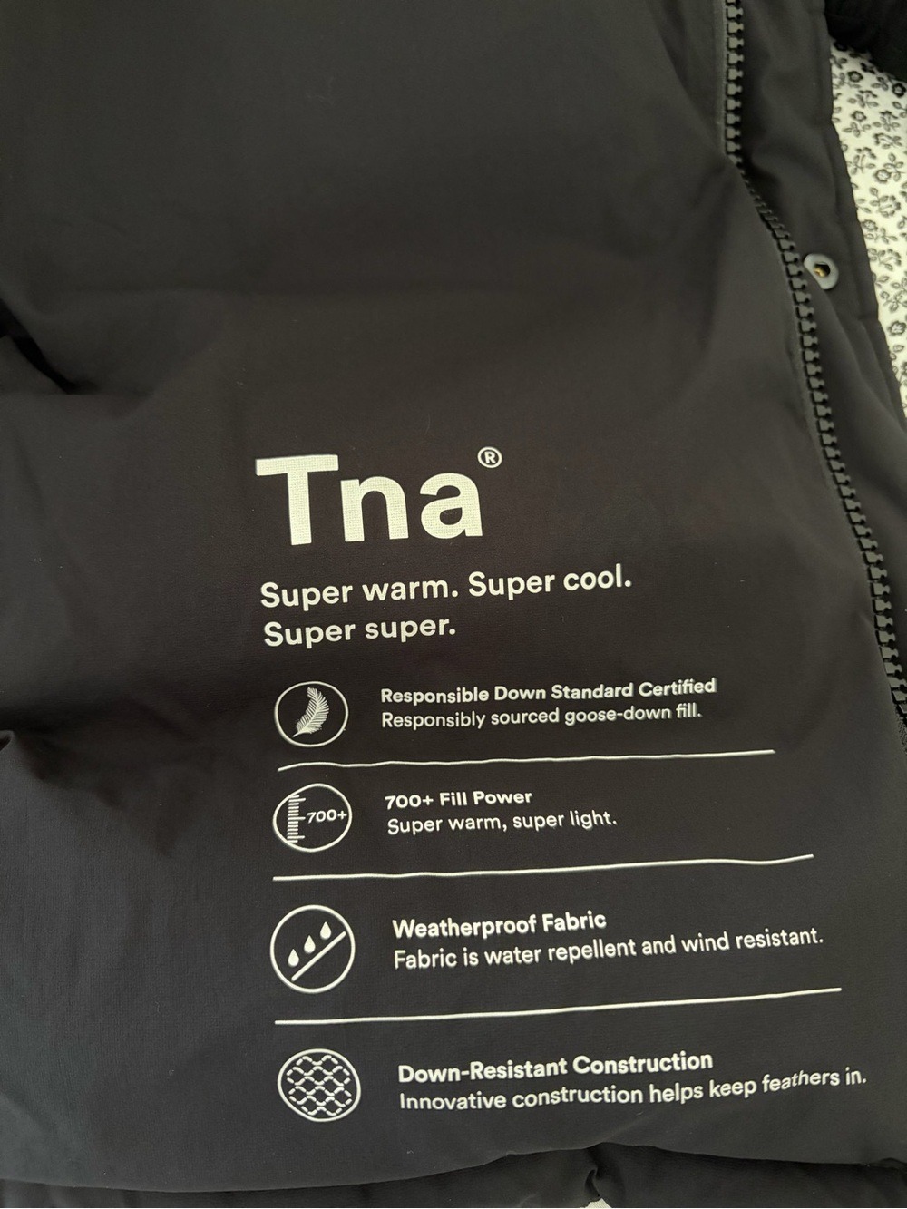 TNA The Super Puff Black Hooded Puffer Coat, Size XXSMALL. - Picture 4 of 5